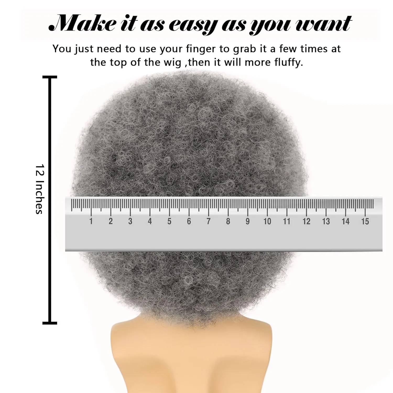 70s Afro Wigs for Men and Women Glueless Wear and Go Wig Fluffy Short Grey Afro Curly Heat Resistant Synthetic Wigs for Hippie Disco Rock 70s 80s Party and Daily??Grey??