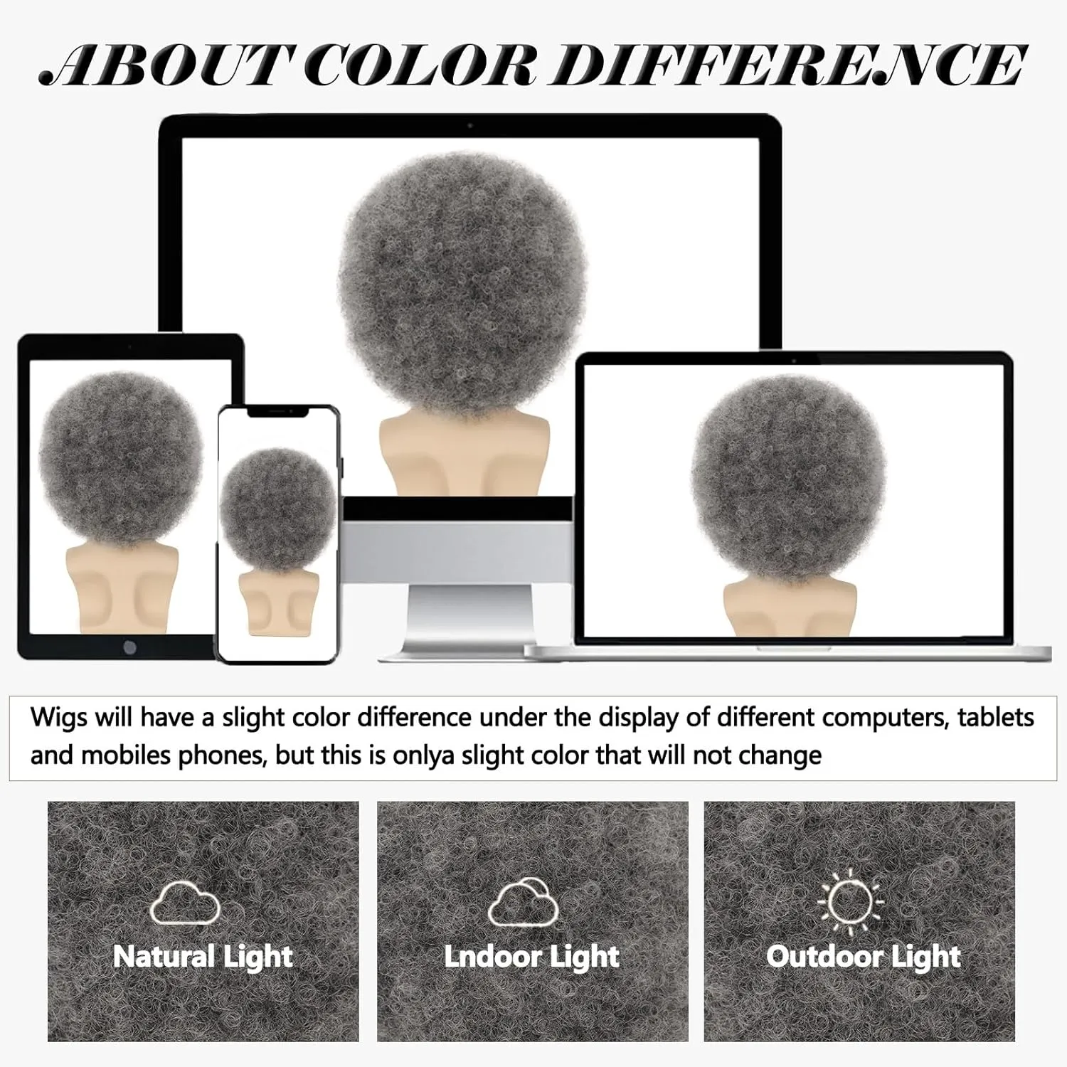 70s Afro Wigs for Men and Women Glueless Wear and Go Wig Fluffy Short Grey Afro Curly Heat Resistant Synthetic Wigs for Hippie Disco Rock 70s 80s Party and Daily??Grey??