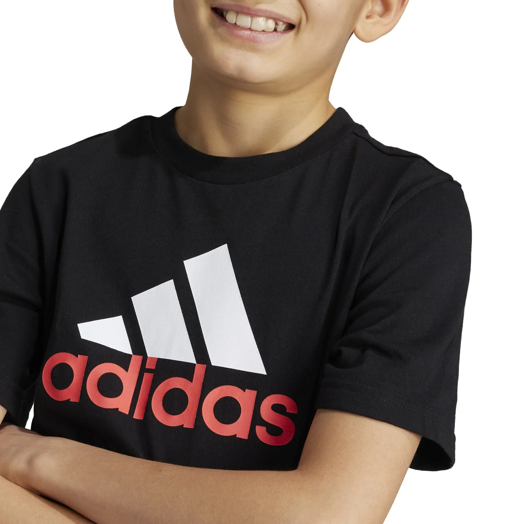 ADIDAS KID'S BIG LOGO BLACK/RED TEE