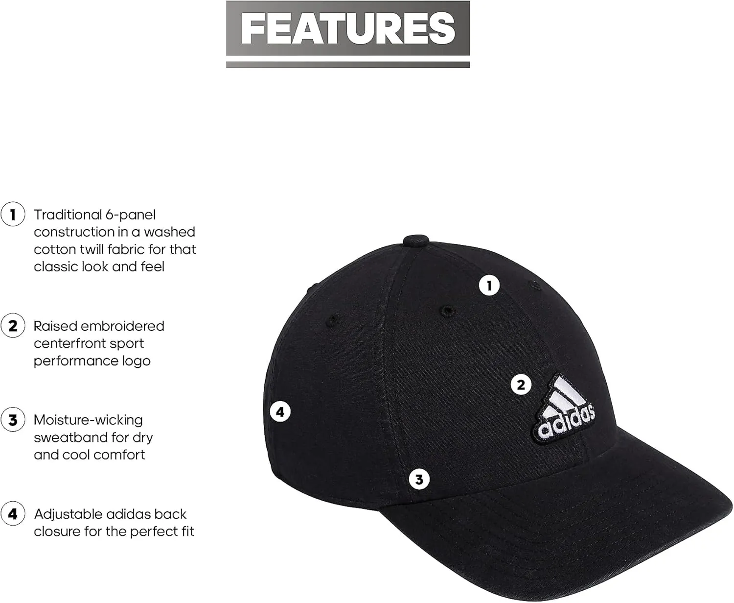 adidas Men's Ultimate Hat Relaxed Crown Adjustable Fit Strapback Cotton Baseball Cap