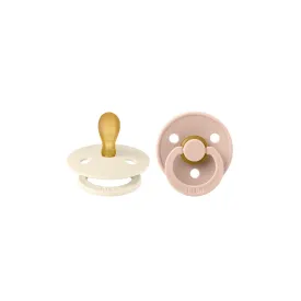 BIBS Colour Symmetrical Pacifier - 2 Pack - Ivory/Blush - Latex