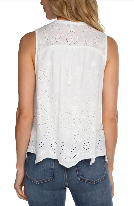 Embroidered Top with Pintucks