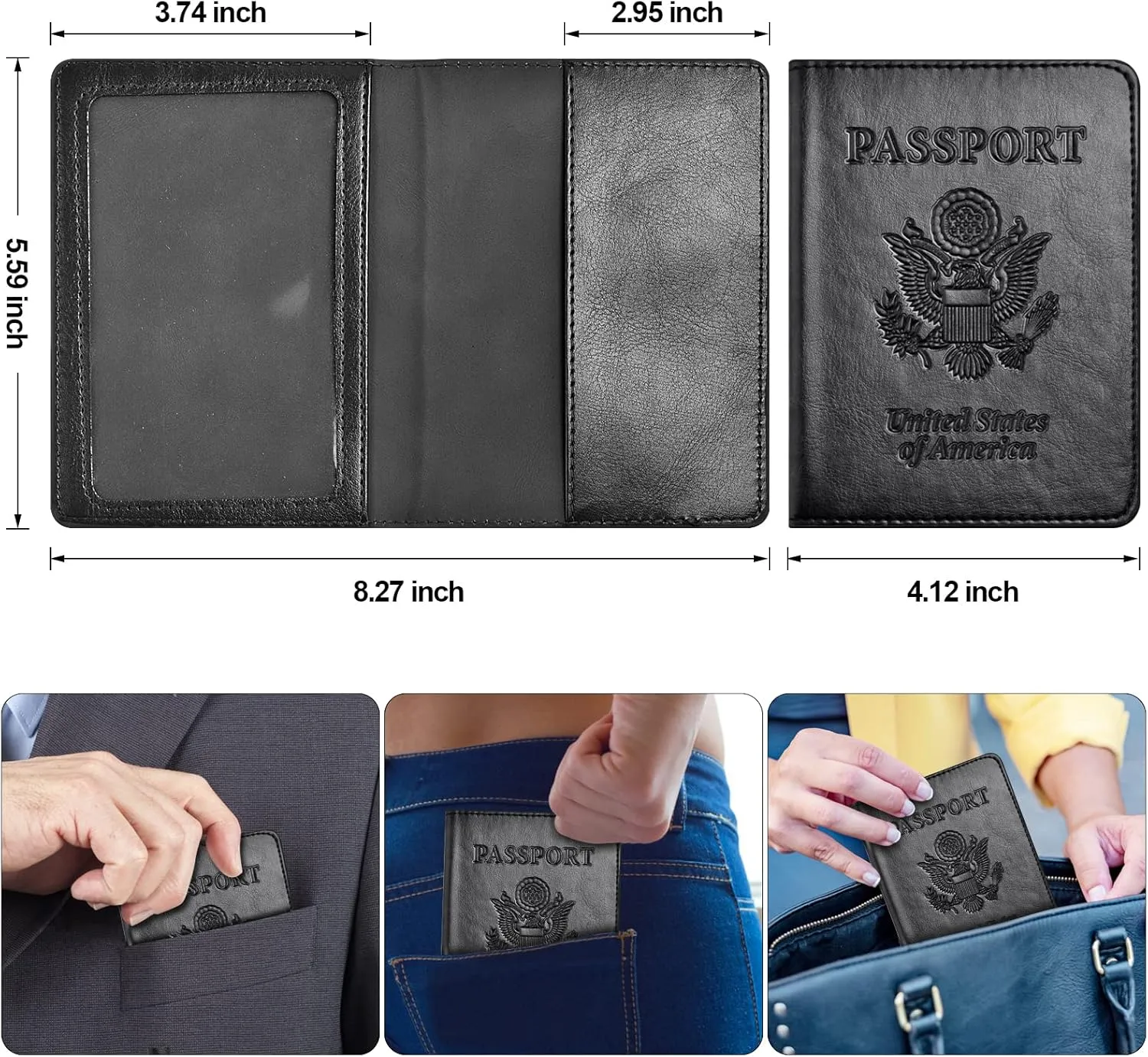 Eoehro 2Pack Passport Holder Wallet Cover Case, Travel Essentials for Women and Men