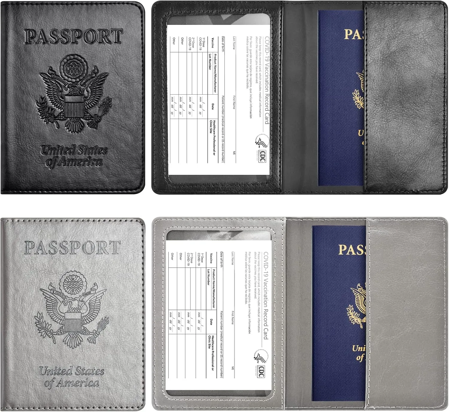 Eoehro 2Pack Passport Holder Wallet Cover Case, Travel Essentials for Women and Men