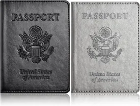 Eoehro 2Pack Passport Holder Wallet Cover Case, Travel Essentials for Women and Men