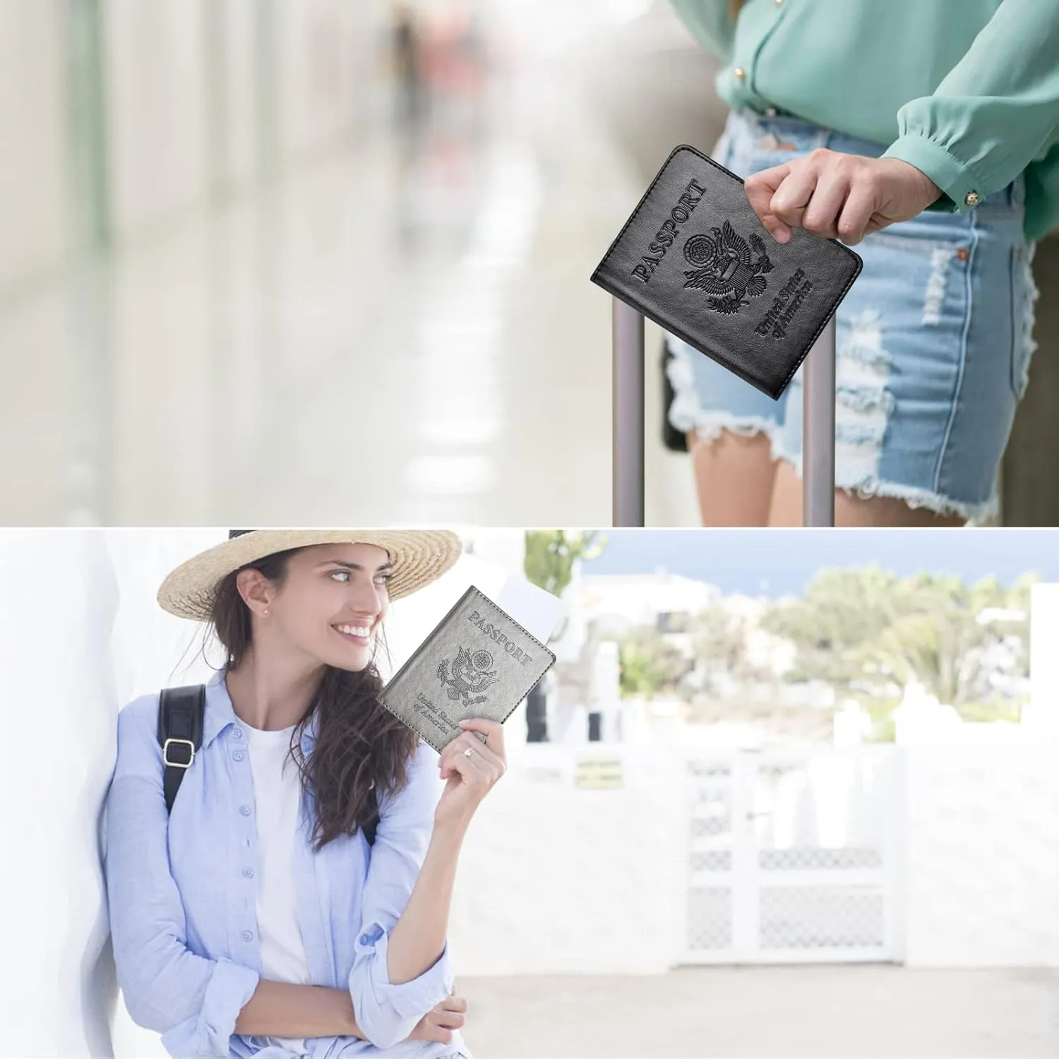 Eoehro 2Pack Passport Holder Wallet Cover Case, Travel Essentials for Women and Men