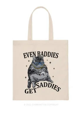 Even Baddies Get Saddies Y2K Canvas Tote Bag Cherrykitten