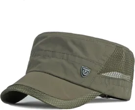 FASHIXD Mesh Military Cap Summer Army Hats for Men Quick Qry Short Bill Hat Cadet Cap