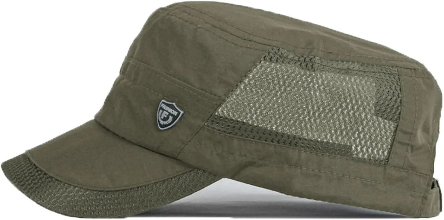 FASHIXD Mesh Military Cap Summer Army Hats for Men Quick Qry Short Bill Hat Cadet Cap