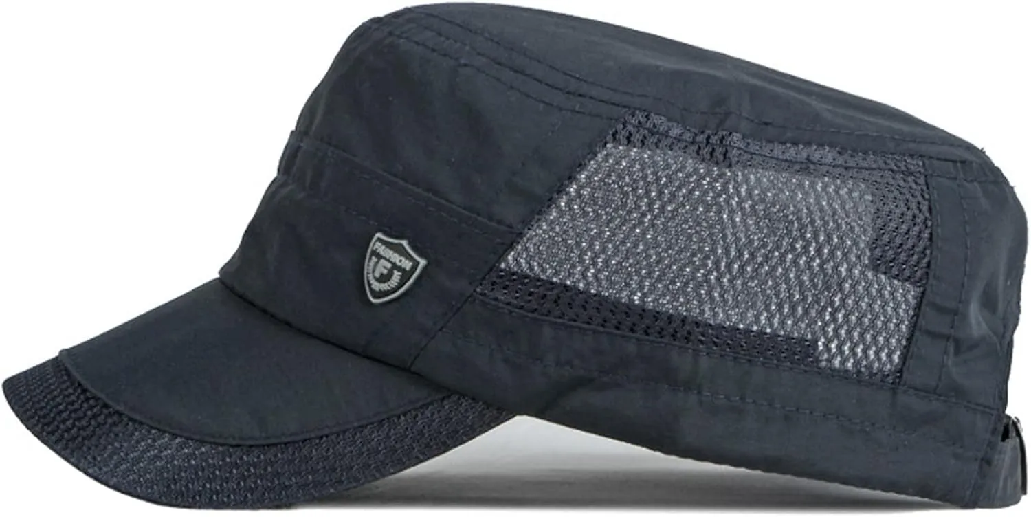 FASHIXD Mesh Military Cap Summer Army Hats for Men Quick Qry Short Bill Hat Cadet Cap