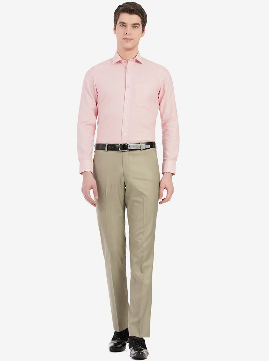 Fawn Solid Slim Fit Formal Trouser | Greenfibre