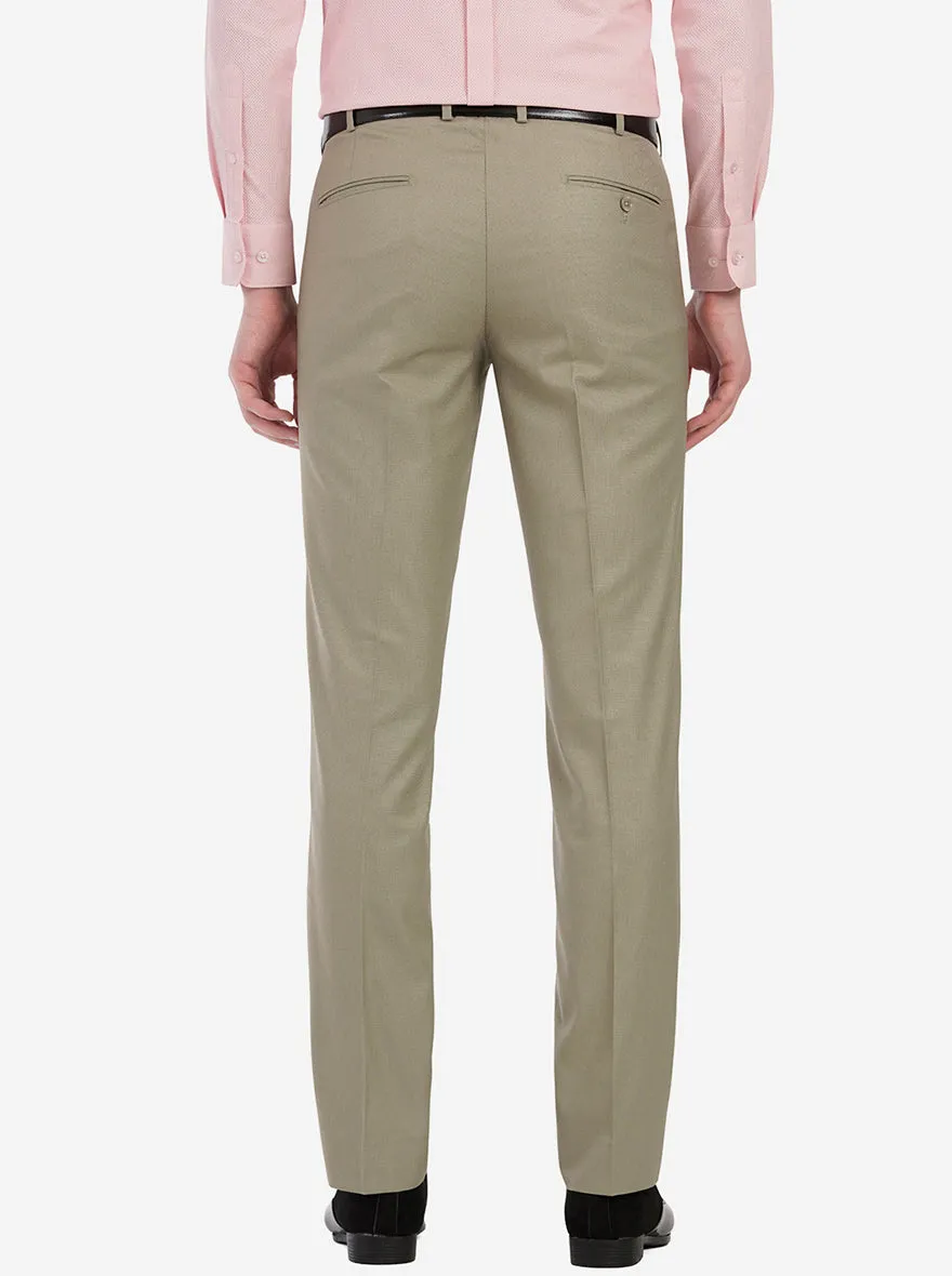 Fawn Solid Slim Fit Formal Trouser | Greenfibre