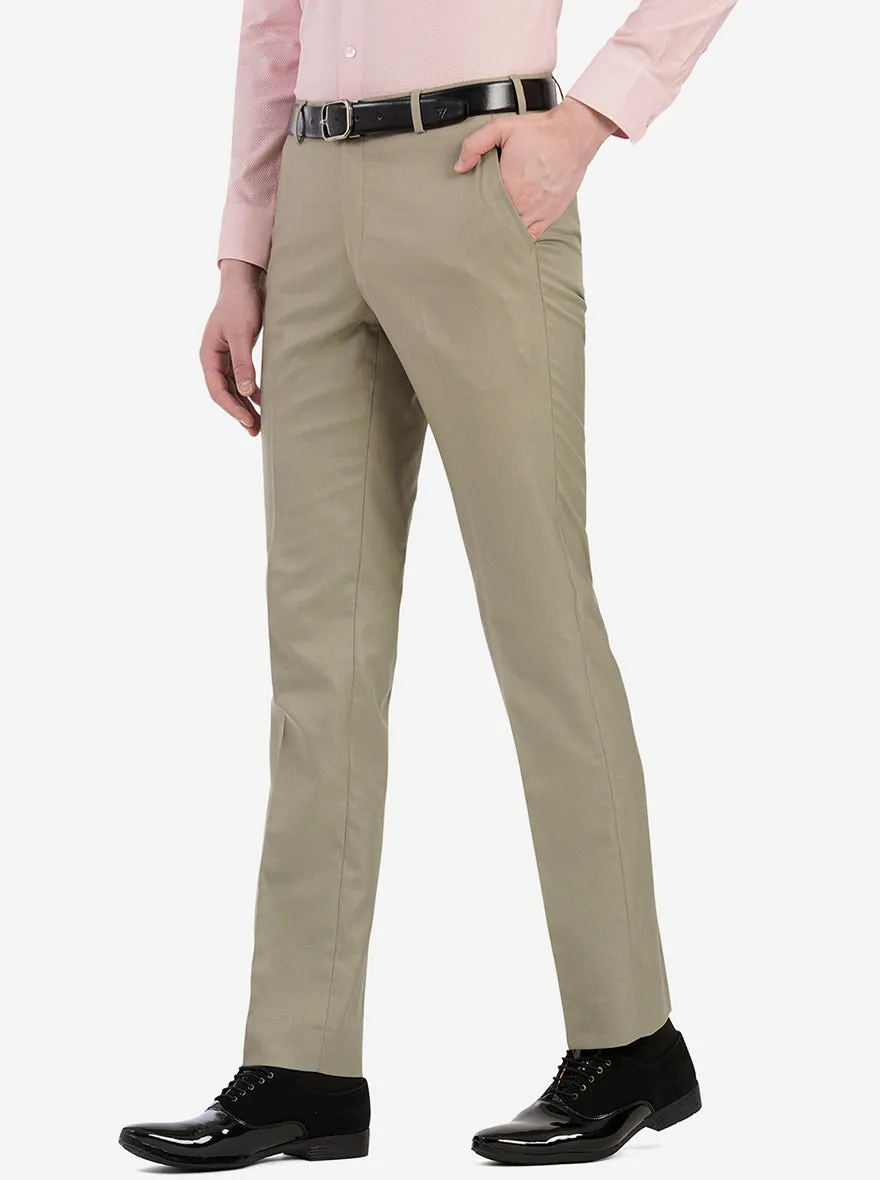 Fawn Solid Slim Fit Formal Trouser | Greenfibre