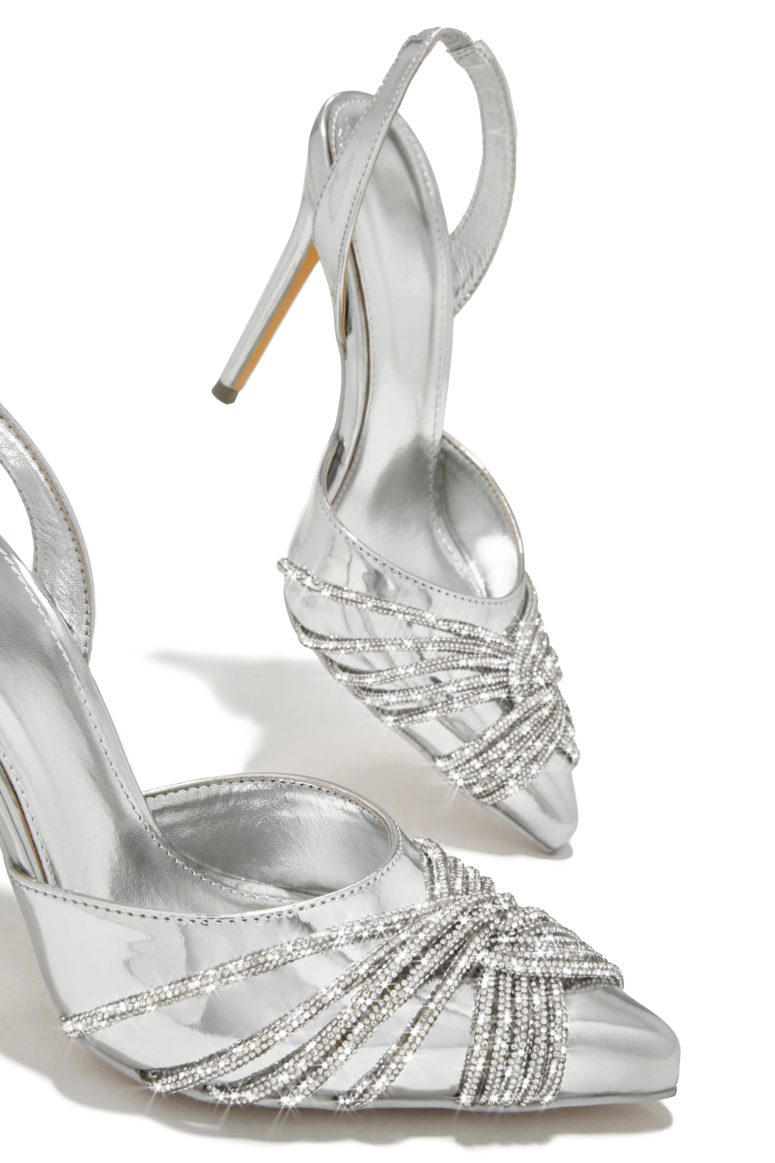 Her World Embellished High Heel Pumps - Silver