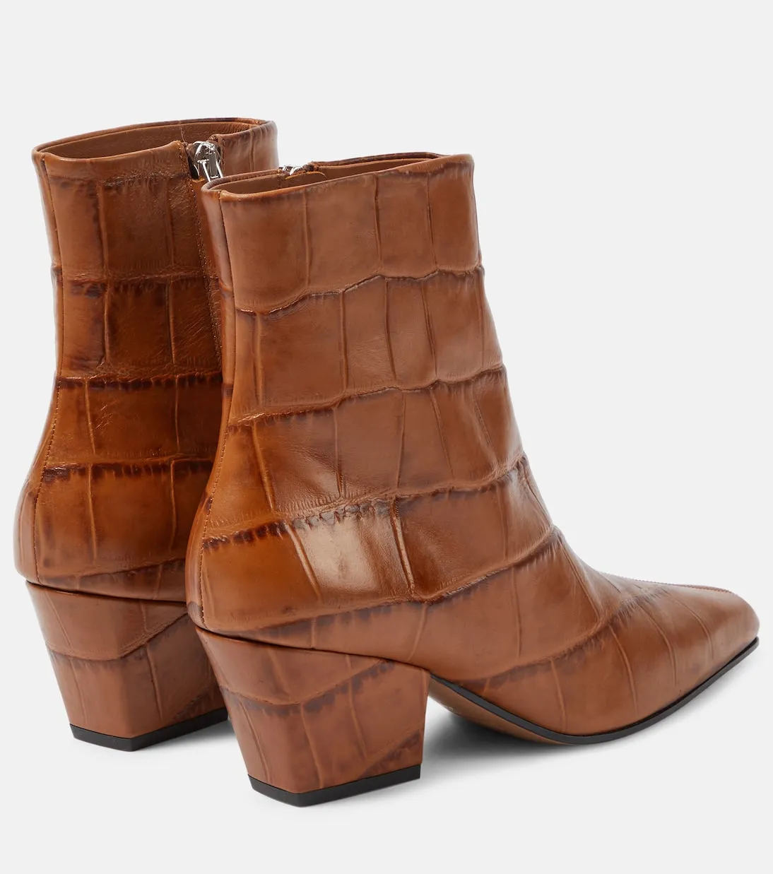 Jane boots in croc-embossed leather Paris Texas, brown