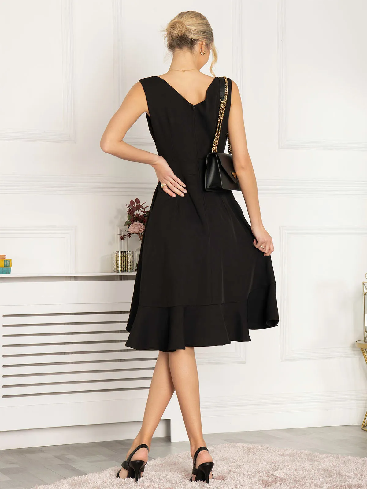 Jolie Moi Eliza Frill Hem Dress, Black