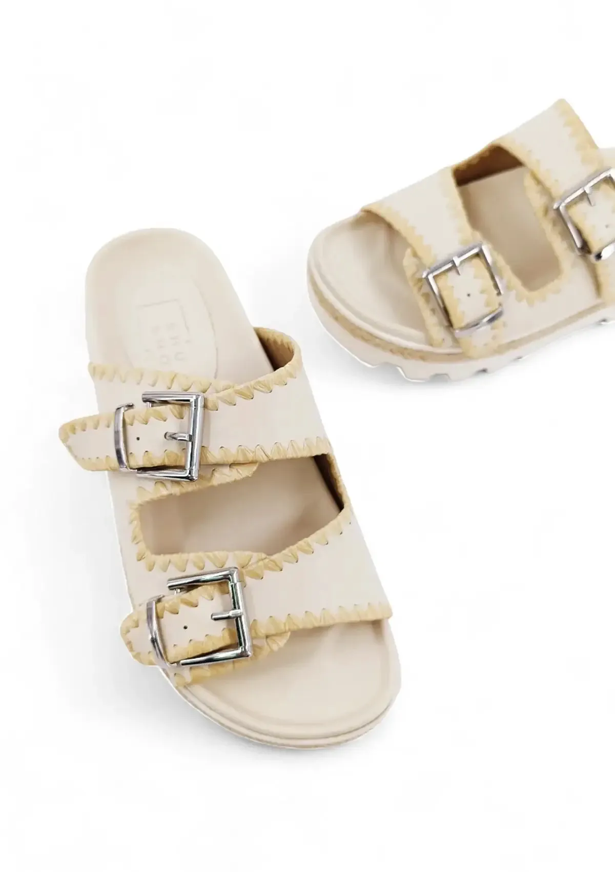 Laura 2-Buckle Sandal - Bone