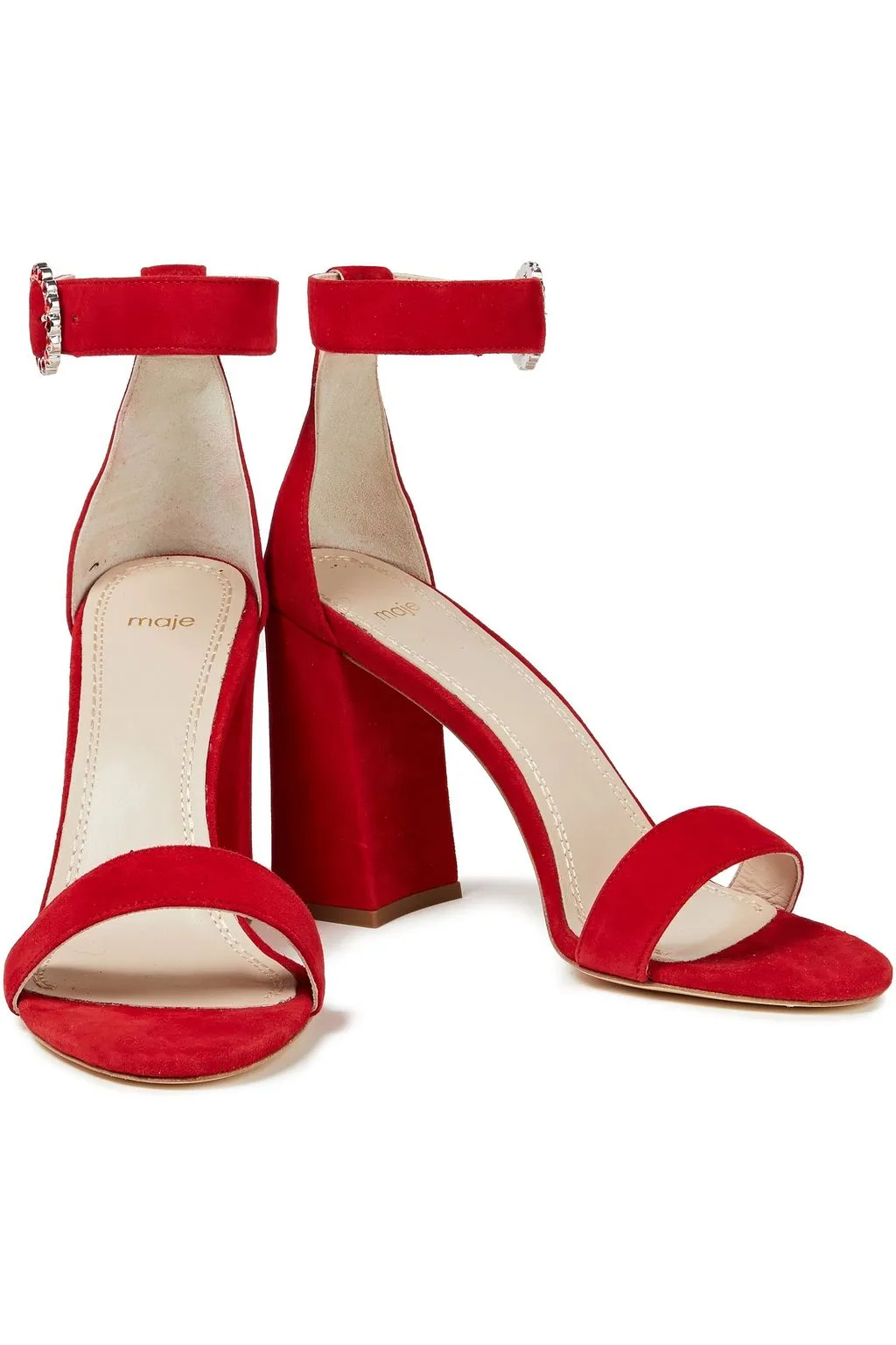 MAJE suede sandals, red