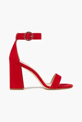 MAJE suede sandals, red