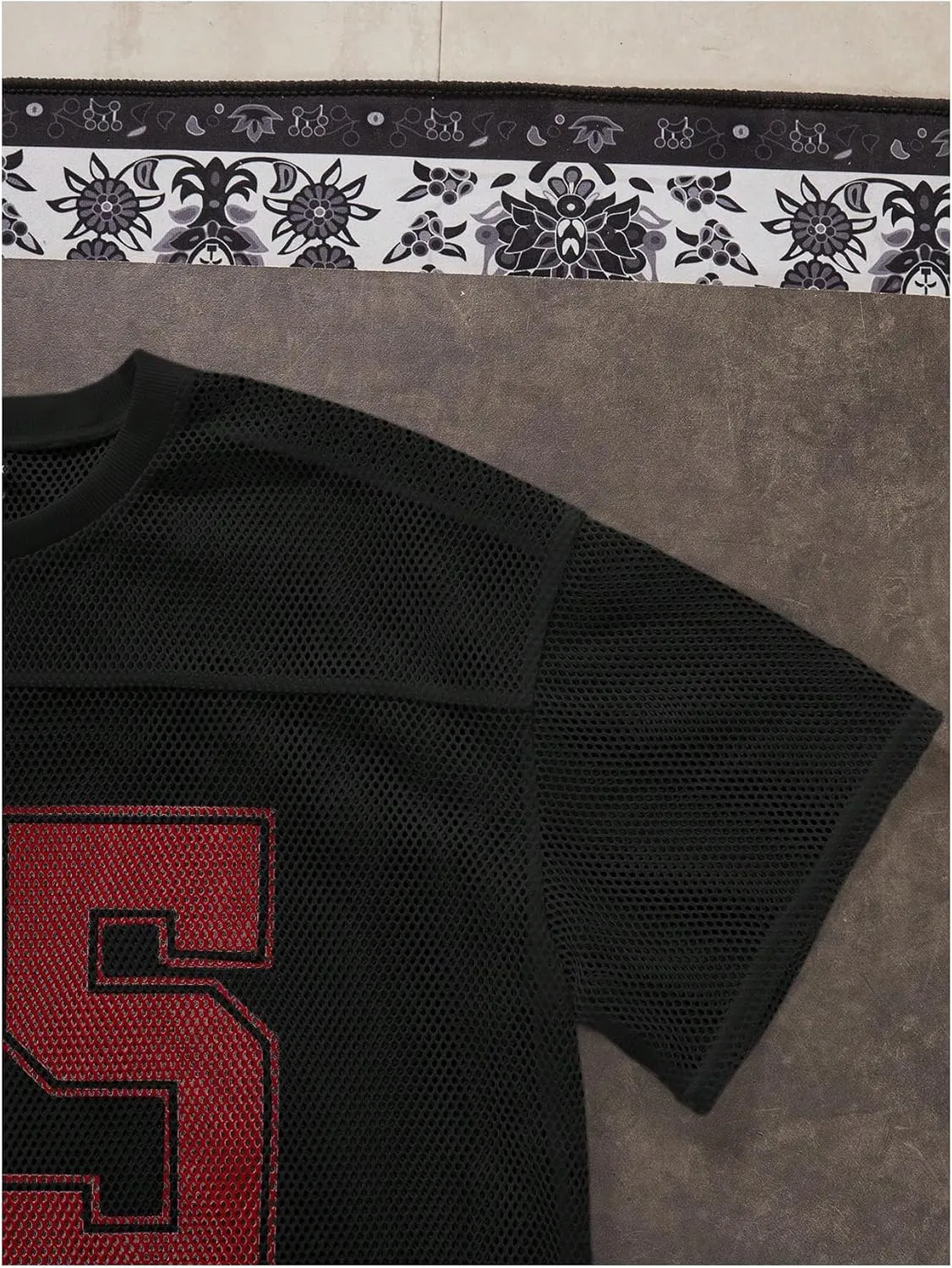 Men's Number Print Jersey Shirt Crew Neck Short Sleeve Mesh Tee Tops Casual Football Jersey Shirts
