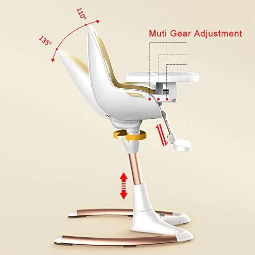Modern High Chair: Adjustable Recline, 360° Rotation for Enhanced Durability, Stylish and Versatile Dining Chair for Babies and Toddlers