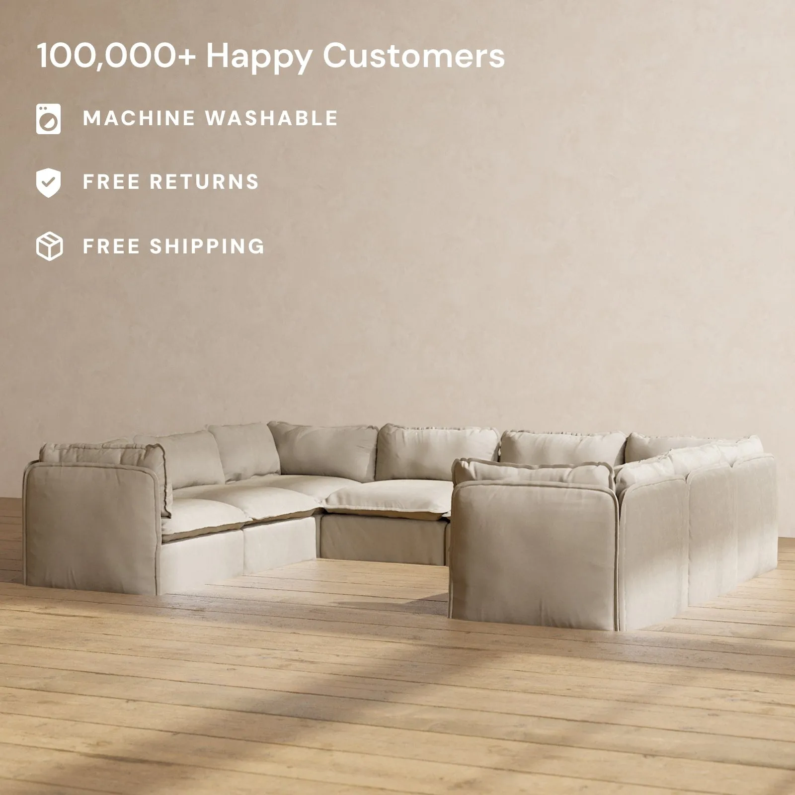 Modular Performance 8-Seater U-Sectional in Dune | Relaxed Blend
