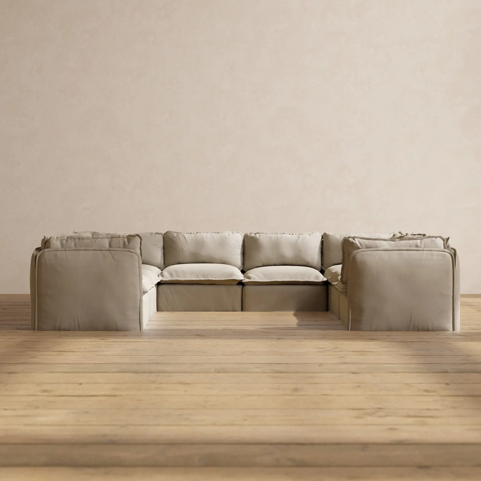 Modular Performance 8-Seater U-Sectional in Dune | Relaxed Blend
