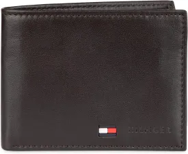 Tommy Hilfiger Men's Leather Wallet - Thin Sleek Casual Bifold with 6 Credit Card Pockets and Removable ID Window, British Tan