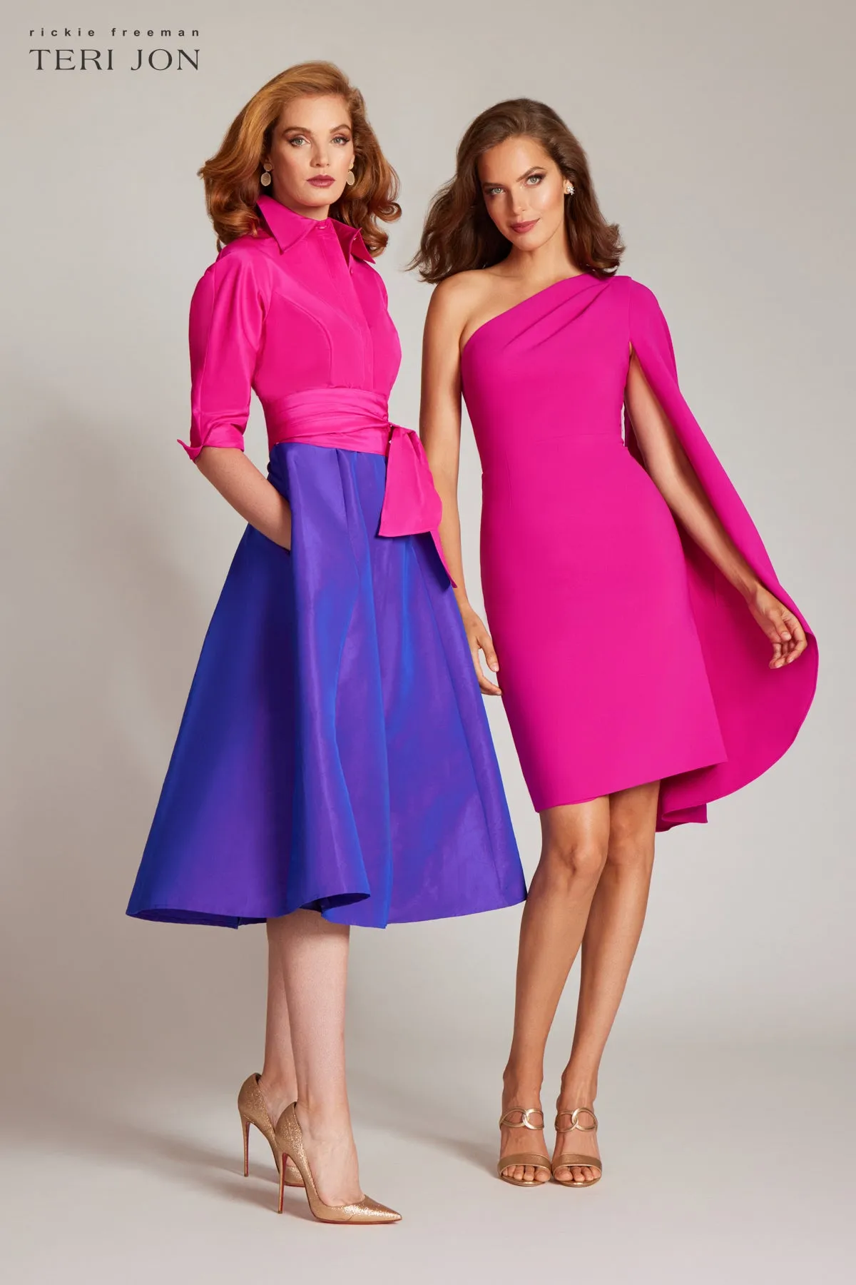 Two Tone Taffeta Shirt Dress