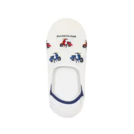 White Italian Scooter Pima Cotton Invisible Touch No-Show Socks - Marcoliani
