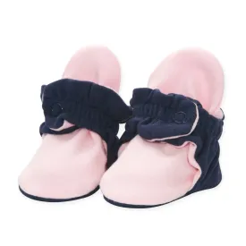 Zutano Organic Cotton Baby Bootie True Navy/Baby Pink - Retired