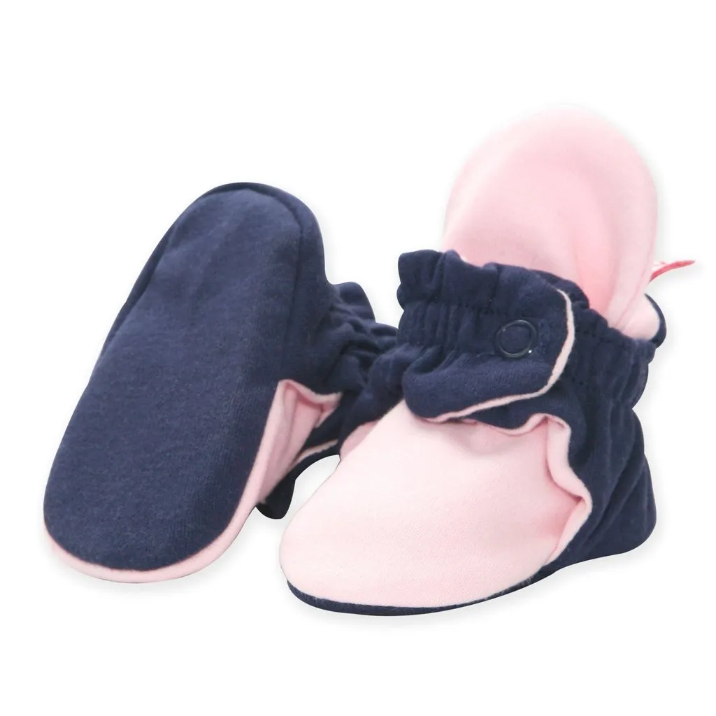 Zutano Organic Cotton Baby Bootie True Navy/Baby Pink - Retired